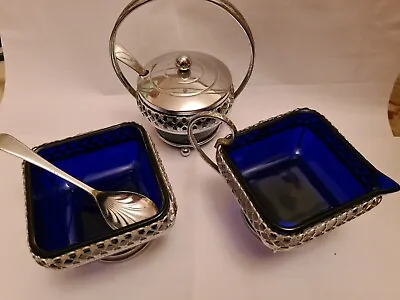Buy Vintage Cobalt Blue And Chrome Plated Sugar/Preserve Bowl/Jug  • 8£