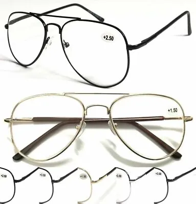 Buy L294 Classic Pilot Style Double Bridge Reading Glasses Metal Shape Designed • 12.59£
