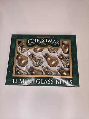 Buy 12 Mini Glass Bells Christmas Tree Hanging Decorations Gold Homebase • 8.90£