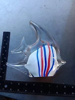 Buy Art Glass Angel Fish Sommerso Red Blue White Striped Large Handblown Figurine 8  • 9.47£