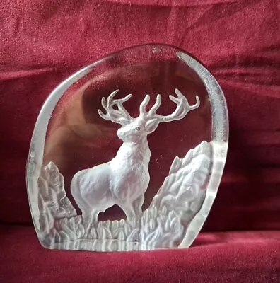 Buy DARTINGTON Glass Etched  PAPERWEIGHT  - STAG • 12£