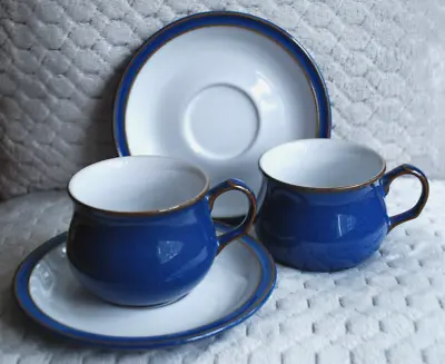Buy DENBY Imperial Blue 2x TEA/COFFEE CUP & SAUCER Set Used In Exell.Cond.! Y • 44.99£