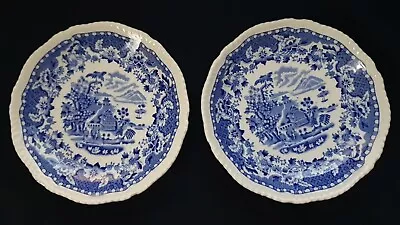Buy Seaforth Woods Ware Willow Pattern Blue & White Pottery Saucer  • 5.99£