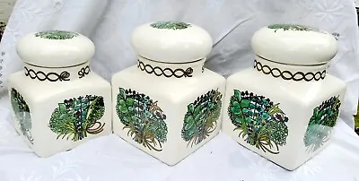 Buy Set Three Taunton Vale Pottery Vintage Retro Bouquet Garni Storage Jar Canisters • 24.99£