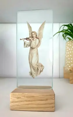 Buy Angel Sun Catcher Stained Glass Kiln Fired With Wooden Display Base Angelss Home • 23£