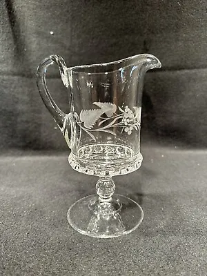 Buy 1880s EAPG Pattern Glass Ripley Dakota Baby Thumbprint Fern Berry Pitcher • 28.40£