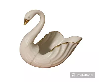 Buy Vintage Lenox Made In USA Swan Trinket Jewelry Dish Hand Painted 24k Gold Trim • 24.03£