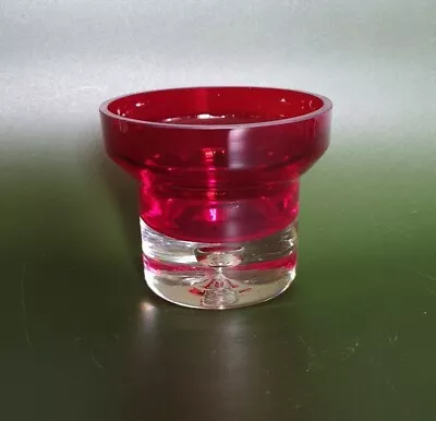 Buy Red And Clear Glass Candle Holder Tealight Heavy Glass 3  Tall • 8£