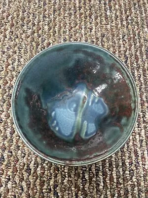 Buy Signed Dunmore Art Pottery Green/Blue Bowl 8” • 72.33£