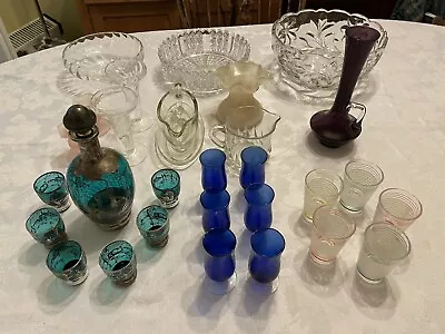 Buy Collection Of Vintage/retro Glassware - Decanter & 3 Sets Of Shot Glasses, Bowls • 110£