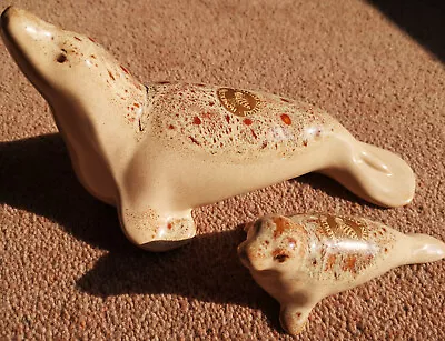 Buy Vintage Fosters Pottery Honeycomb Glazed Lge Mother Seal And Pup Ornament • 16£