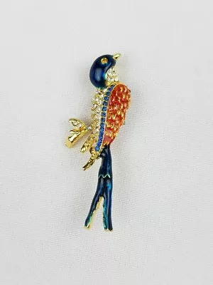 Buy Vintage Crystal Bird Brooch Pin Multi Color Rhinestones Bird Enamel • 27£