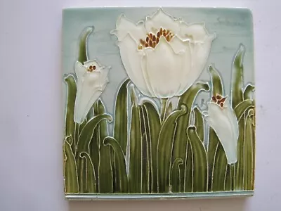 Buy Antique 6  Moulded & Majolica Glazed Flaxman Tile - J.w.wade C1891-1904 #967'2 • 35£