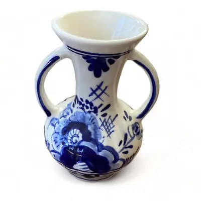 Buy VTG Delfts Blue DBI Double Handled Porcelain Bud Vase (Mini Vase, Blue & White) • 6.64£