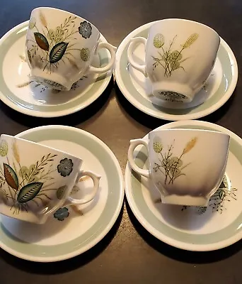 Buy Vintage Rare Clovelly Green Wood &  Sons England Set Of 4 Coffee Cups And Saucer • 20£