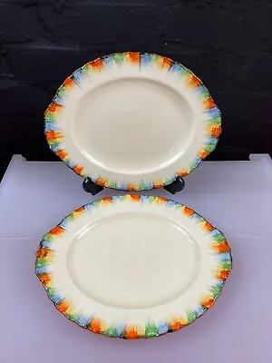 Buy 2 X Vintage Art Deco Grindley Chameleon Oval Plates Platters 29.5 Cm X 24 Cm • 19.99£