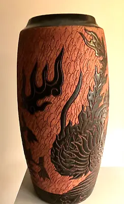 Buy Vintage 70s Sgraffito Terracotta Pottery Art Vase Dragon Design  Dona  Vietnam ? • 39£