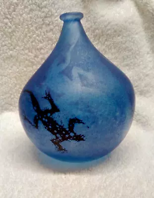 Buy Siddy Langley Studio Art Glass Lizard Flask Vase Signed & Dated 2003 • 80£