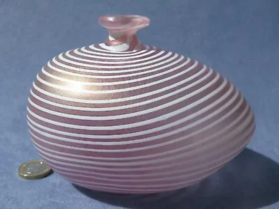 Buy Bertil Vallien Aphrodite Art Glass Vase White Stripes Kosta Boda Iridescent Pink • 180£