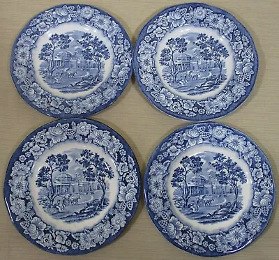 Buy (4) Wedgwood Liberty Blue Dinnerware Set 4 Bread/Butter Plate England CRAZING P3 • 19.84£