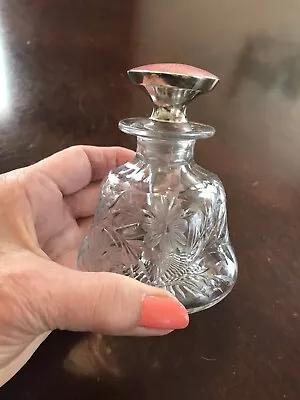 Buy Antique Cut Glass Perfume Bottle Sterling Silver Guillicoch Enameled Stopper • 230.17£