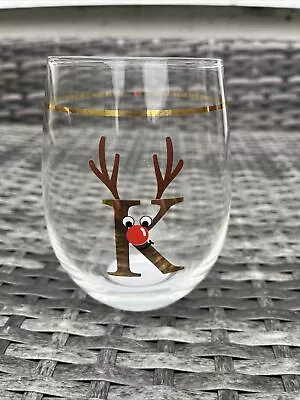 Buy Candle Holder / Large Tumbler Glass Christmas Themed Initial K • 6.49£