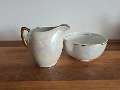 Buy Vintage Czechoslovakia Porcelain Lustre Ware Milk Jug And Sugar Bowl Crown D • 10£