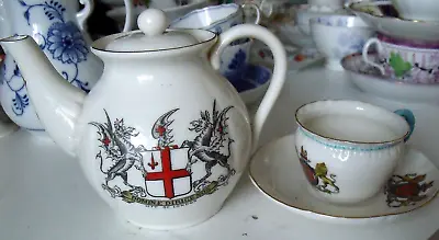 Buy 2x RARE WH Goss Crested England Coat Of Arms Cup & Saucer+ City Of London Teapot • 19.95£