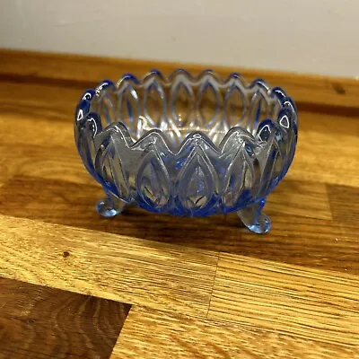 Buy Art Deco Blue 3 Glass Footed 'Orion' Dessert Bowls By Lausitzer Glaswerke • 10£