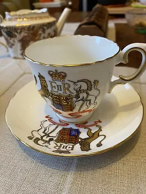 Buy Crown Staffordshire Queen Elizabeth Corronation Fine Bone China Cup Saucer • 40£