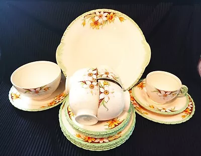 Buy 18pc Deco Style New Hall Hanley Daffodil Pattern Part Tea Set Circa 1950's Stamp • 50£