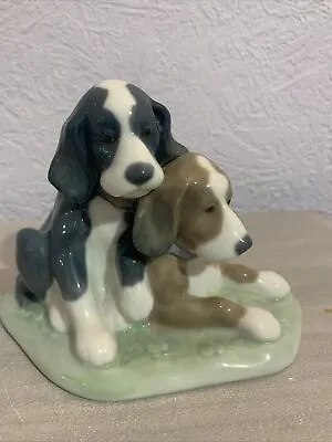 Buy Retired Nao By Lladro #1046 Two Tired Puppies Dogs 1987 • 38£