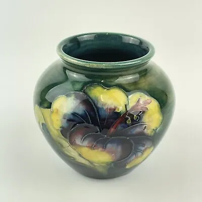 Buy Vintage Moorcroft Hibiscus Pattern Small Size Vase Green Height 7.5cm • 129£