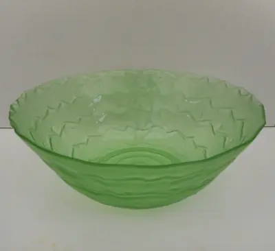 Buy Large Green Art Glass Salad / Fruit Bowl - Waves - 25 Cm (10 ) Dia'r - 4 Pints • 12.99£