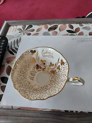 Buy Vintage Queen Anne Tea Cup And Saucer Gold Wedding Anniversary Bone China • 9.75£