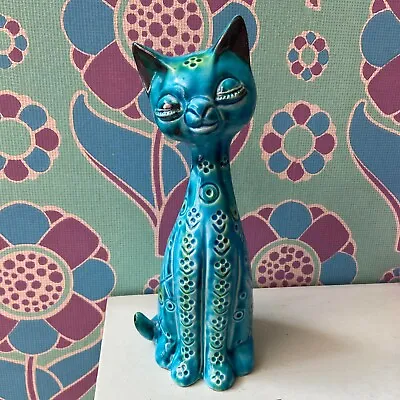 Buy Jema Holland Vintage Blue Cat Ornament Bitossi Style Mid Century • 25£