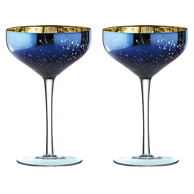 Buy ARTLAND Galaxy Glasses | Set Of 2 | Blue And Gold | Perfect Gift • 34.15£