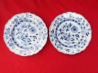 Buy MEISSEN Blue And White Onion Pattern Pair Of Salad Small Dinner Plates • 14.99£