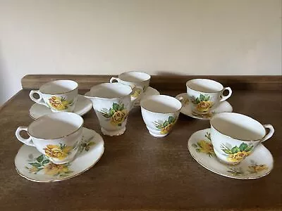 Buy Royal Stafford Yellow Tea Roses Tea Set 6 Cups 5 Saucers 1 Milk Jug Elegant • 19.99£