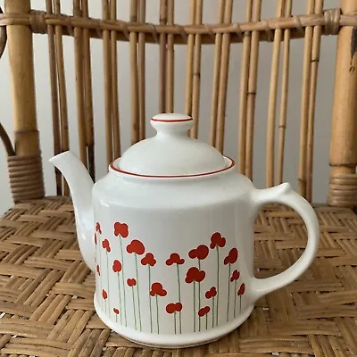 Buy Vintage Wade England Royal Victoria Pottery Red Poppy Design Teapot 1970’s • 10.99£