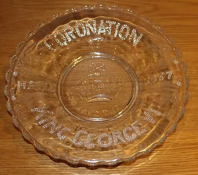 Buy 1937 Coronation Of King George VI Clear Pressed Glass Commemorative Plate • 25£
