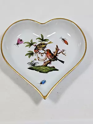 Buy Vintage Herend Rothschild Birds Heart Trinket Tray Dish Handpainted Ladybug 7703 • 35.99£