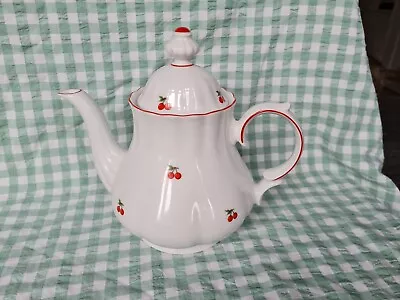 Buy Vtg Wunsiedel Bavaria Porcelain Tea Pot Red Cherry White Germany • 19.99£