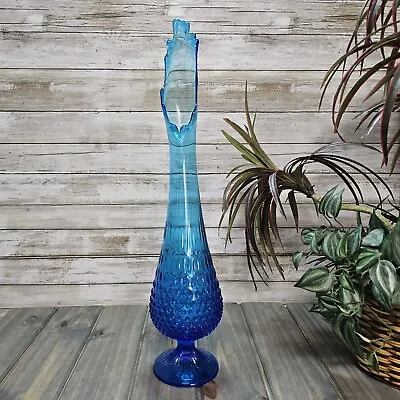 Buy Mid Century Modern Fenton Glass Colonial Blue Swung Hobnail 21.8  Pedestal Vase  • 130£