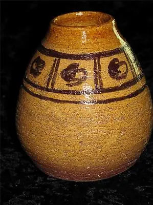 Buy Handmade Stoneware Pot Or Posy Vase Retro Two-Tone Brown Colour 'M.L.' 1975 • 5.99£