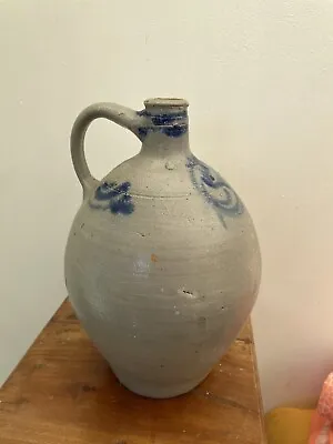 Buy Antique French Salt Glaze Pitcher Alsace Water Blue Pottery Eartheware StoneWare • 158.11£