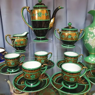 Buy Rare Exquiste Art Deco Hand Painted And Gilded Noritake Coffee Set • 349.99£