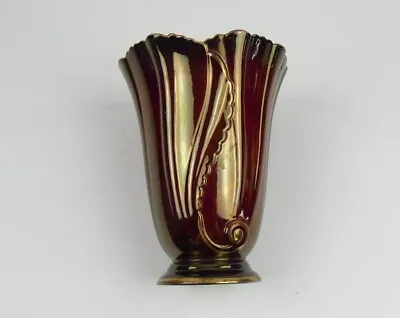 Buy Rouge Royale Cornucopia Vase Shell Carlton Ware Vintage Red Gold Art Deco Decor • 49.33£