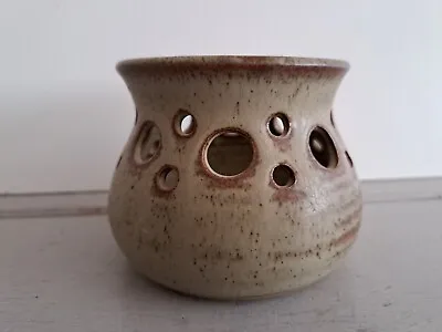 Buy Studio Pottery Green & Brown Stoneware Pomander Or Flower Frog Pot Vase 8x10cm • 8.50£