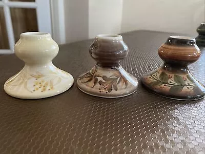 Buy Trio  Of  Vintage Jersey Pottery Candle Holders 2 With Stickers • 6.80£